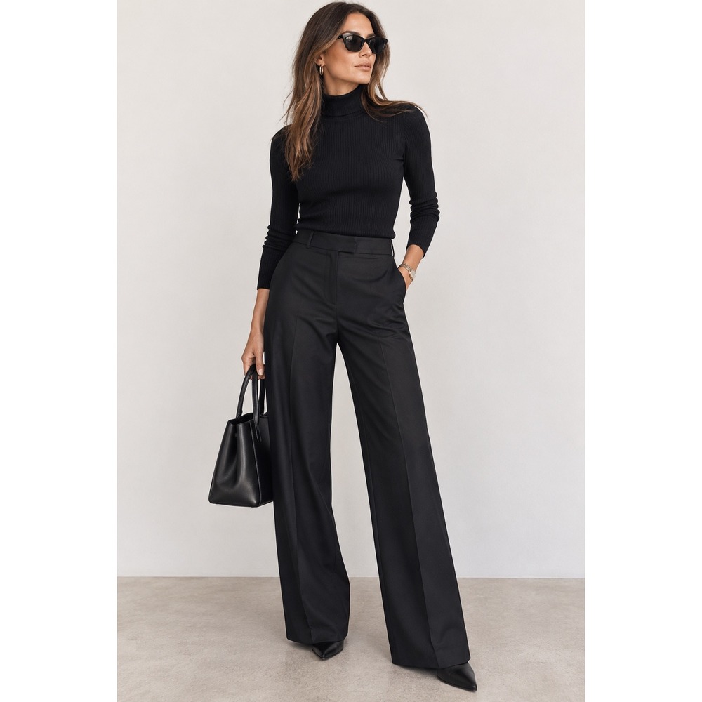 Express Design Studio Director Black Wide Leg Dress Pants Wool Blend Size 10